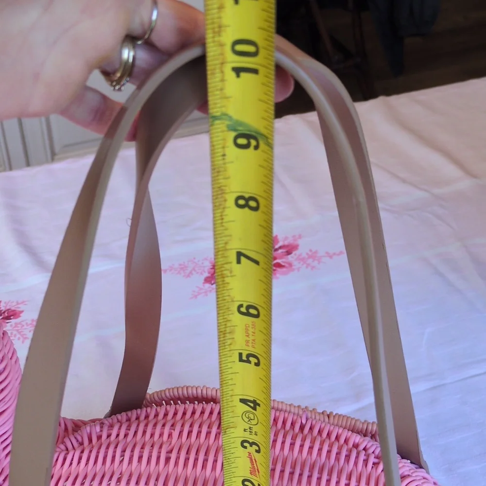 NWOT Pink Flamingo Wicker Purse Bag Basket - Picture 12 of 13